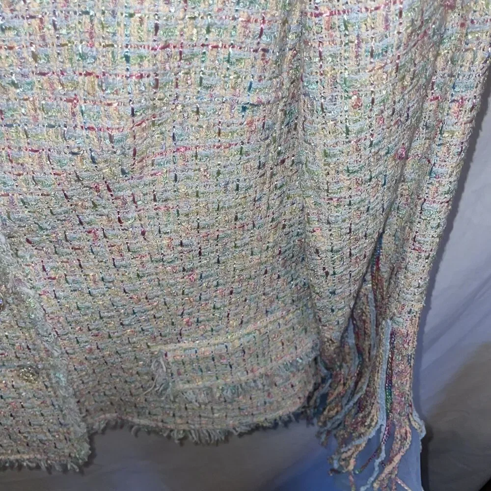 Vtg Rickie Freeman Teri Jon Women’s Tweed Outfit Size 12 Multicolor Jacket Skirt